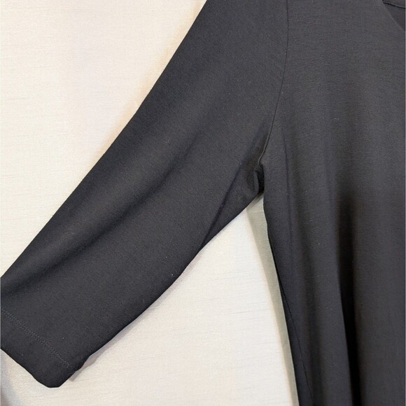J. Jill Stretch Women's MEDIUM Button-Front Tunic, Black Rayon Knit 3/4 Sleeve - Picture 11 of 16